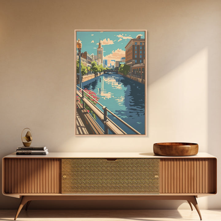 Milwaukee Travel Poster, Framed Canvas Print, Travel Wall Art, City Wall Art, City Travel Poster, Travel Print, Vintage Travel Print