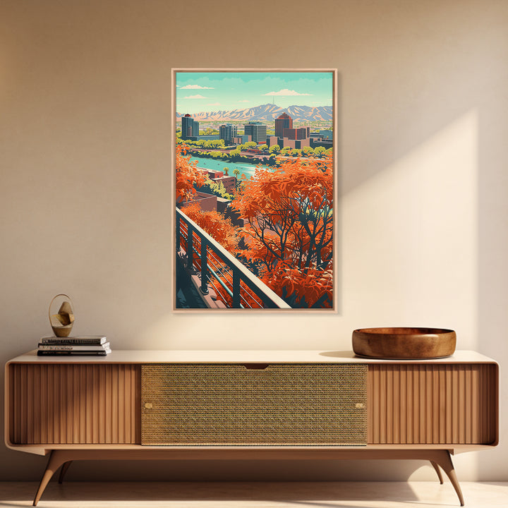 Phoenix Travel Poster, Canvas Print, Vintage Travel Print, City Wall Art, City Illustration, Retro Travel Poster, Retro Travel Print