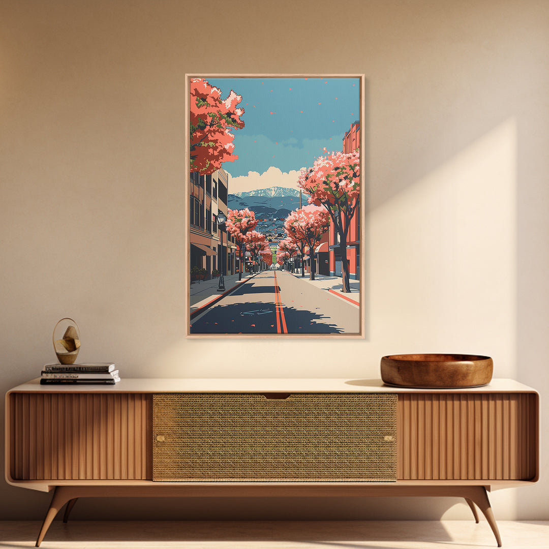 Pomona Travel Poster, Framed Canvas Print, Travel Wall Art, City Wall Art, Gallery Wall Set, Watercolor Cityscape, Modern Wall Decor