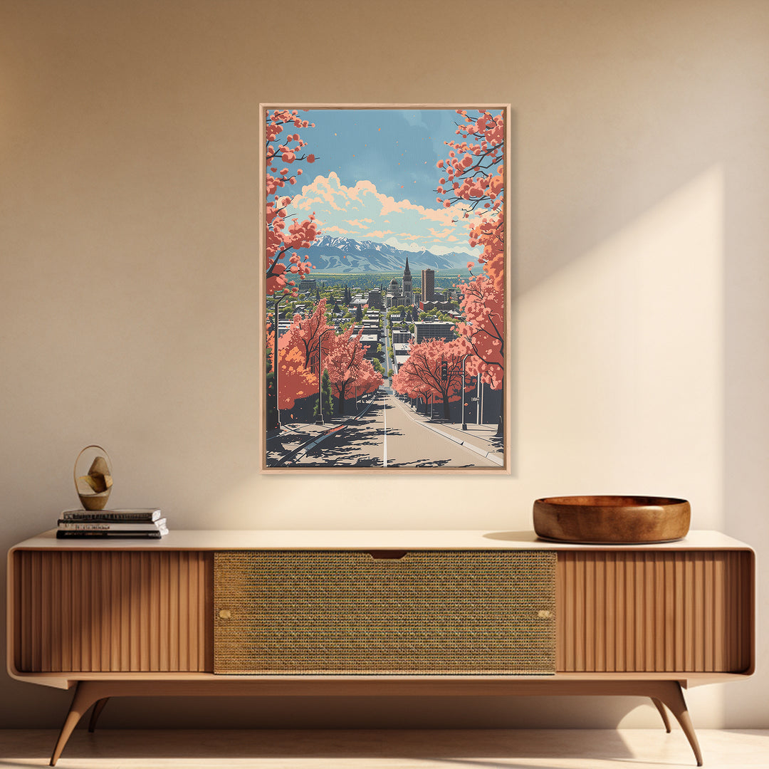 Provo Travel Poster, Framed Canvas Print, City Travel Poster, Vintage City Poster, Landscape Art, Vintage Travel Art, Vintage Travel
