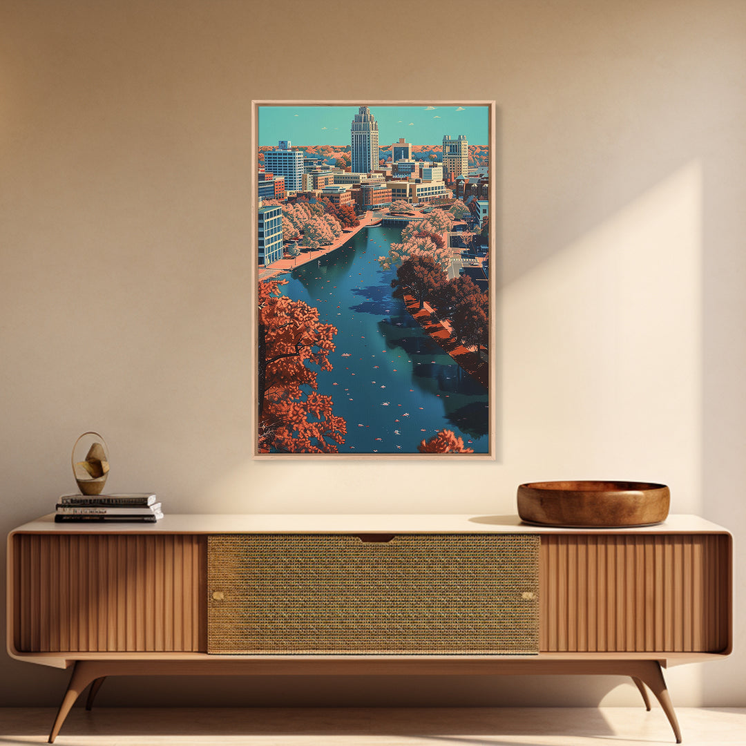 Raleigh Travel Poster, Framed Canvas Print, Travel Art Print, Modern Wall Decor, Home Office Decor, Travel Posters, Gallery Wall Set