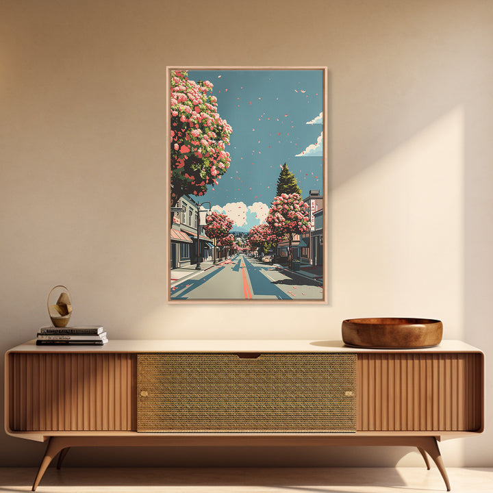 Roseville Travel Poster, Framed Canvas Print, Retro Travel Poster, City Wall Art, Home Office Decor, Wanderlust Gift, Travel Posters