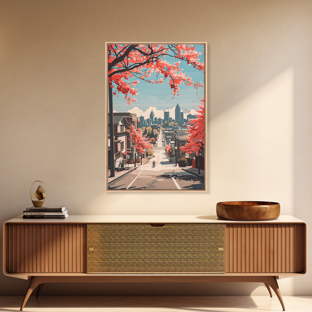 Sandy Springs Travel Poster, Framed Canvas Print, Travel Wall Art, City Wall Art, Mid Century Wall Art, Modern Wall Decor, Art Print