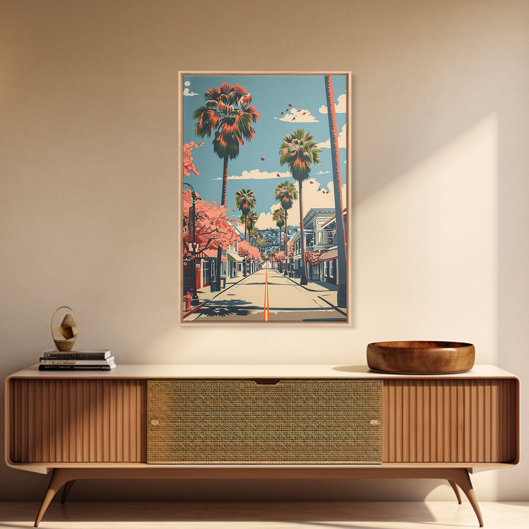 Santa Maria Travel Poster, Canvas Print, City Art Print, Travel Wall Art, Living Room Wall Art, Fine Art Print, Mid Century Wall Art