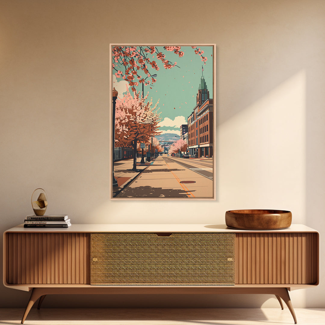 Spokane Travel Poster, Framed Canvas Print, City Travel Poster, Travel Wall Decor, Travel Wall Art, Modern Wall Decor, Travel Prints