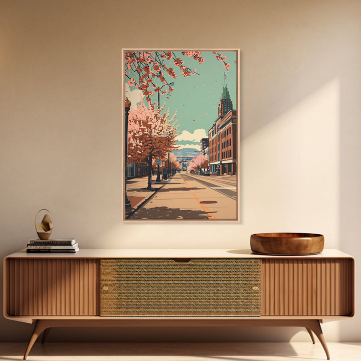 Spokane Travel Poster, Framed Canvas Print, City Travel Poster, Travel Wall Decor, Travel Wall Art, Modern Wall Decor, Travel Prints