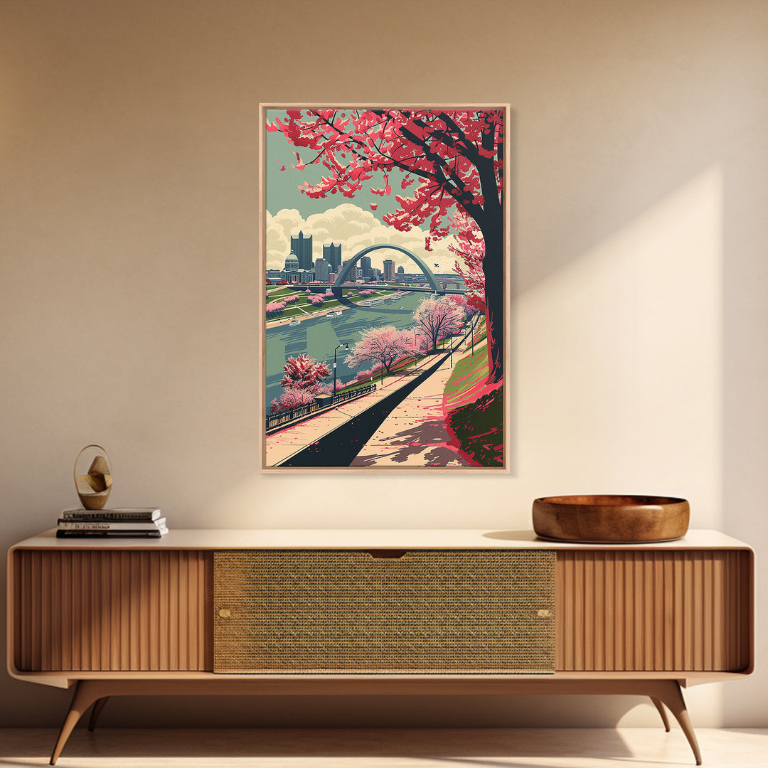 St Louis Travel Poster, Framed Canvas Print, Retro Travel Poster, City Wall Art, Wanderlust Gift, City Travel Poster, Retro Wall Art