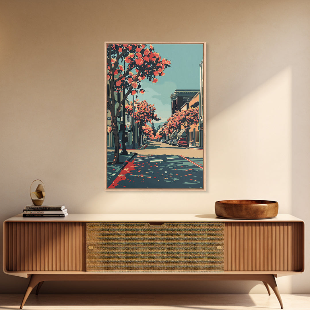 Sunnyvale Travel Poster, Canvas Print, City Travel Poster, Travel Wall Art, City Illustration, Mid Century Wall Art, Wanderlust Gift