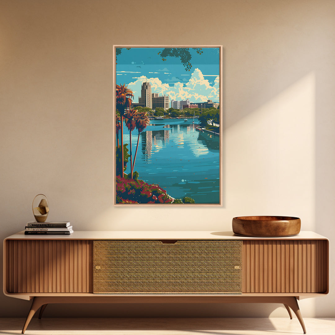 Tallahassee Travel Poster, Framed Canvas Print, Retro Travel Poster, City Wall Art, Travel Decor, Home Office Decor, Travel Wall Art
