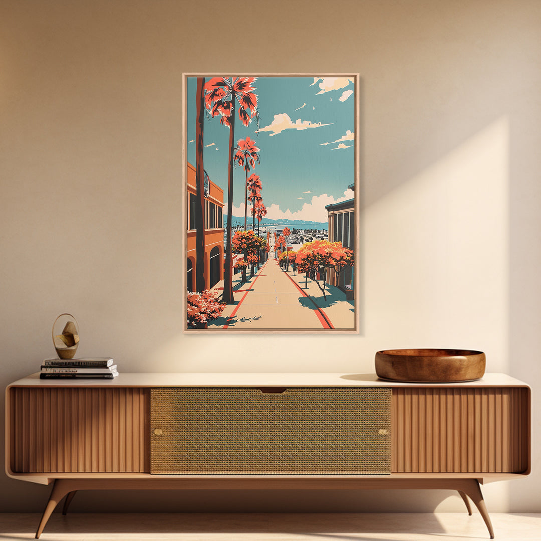 Torrance Travel Poster, Framed Canvas Print, City Travel Poster, Vintage City Poster, Vintage Travel, Retro Wall Art, Vintage Poster