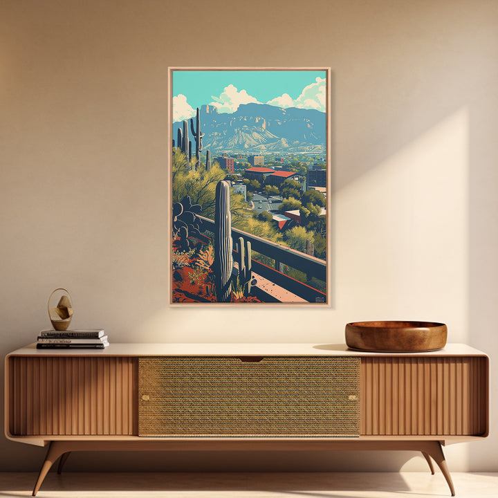 Tucson Travel Poster, Canvas Print, Retro Travel Poster, City Wall Art, City Illustration, Vintage City Poster, Living Room Wall Art