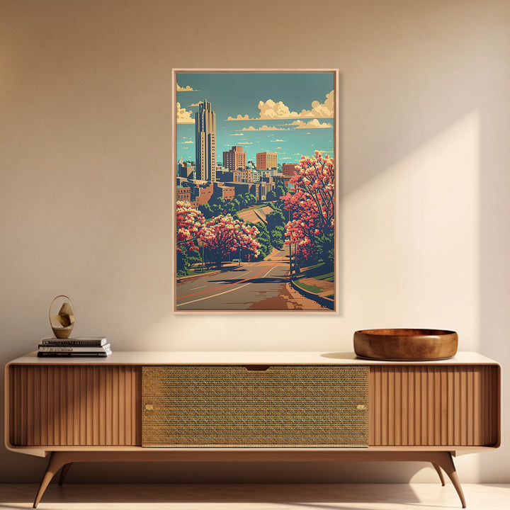 Tulsa Travel Poster, Framed Canvas Print, City Travel Poster, Travel Wall Art, Living Room Wall Art, Retro Travel Poster, Home Decor