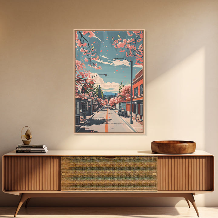 Vacaville Travel Poster, Framed Canvas Print, Retro Travel Poster, City Wall Art, City Illustration, Colorful Wall Art, Poster Print