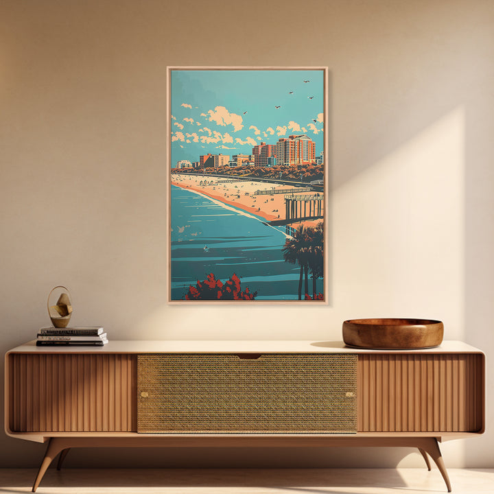 Virginia Beach Travel Poster, Framed Canvas Print, City Art Print, Travel Wall Art, Travel Prints, Travel Posters, Colorful Wall Art