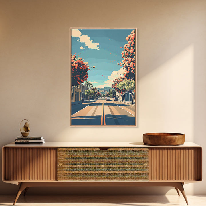 Visalia Travel Poster, Framed Canvas Print, Travel Wall Decor, Minimalist Poster, Retro Travel Poster, Retro Wall Art, Travel Prints