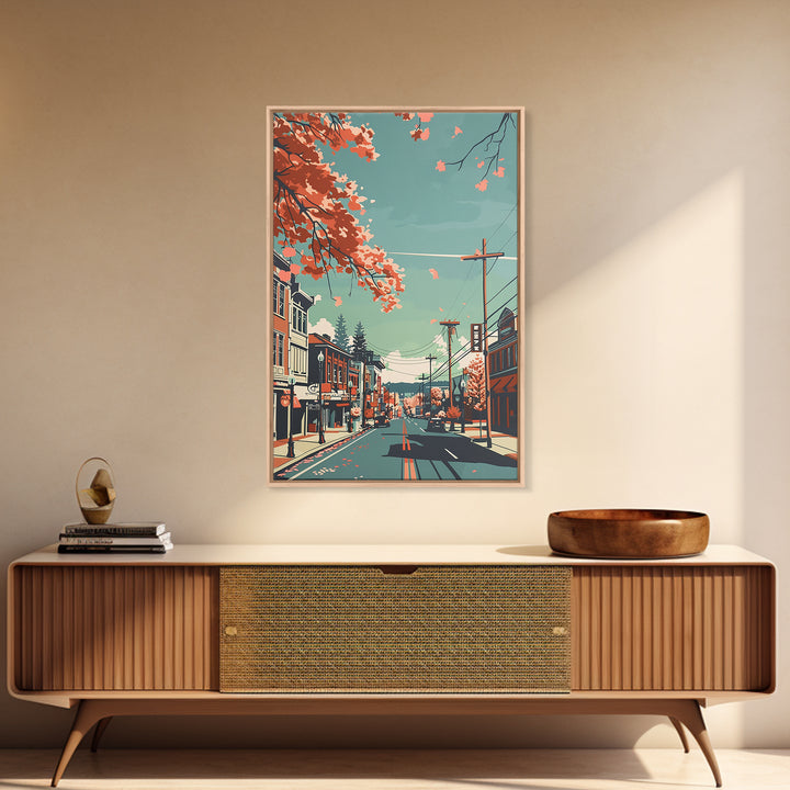 Warren Travel Poster, Framed Canvas Print, City Travel Poster, Travel Wall Art, Modern Wall Decor, City Wall Art, Retro Travel Print