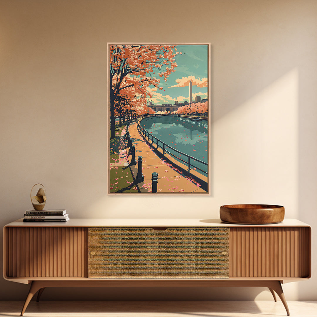 Washington Travel Poster, Framed Canvas Print, City Travel Poster, Travel Wall Art, Landscape Art, Retro Wall Art, Minimalist Poster