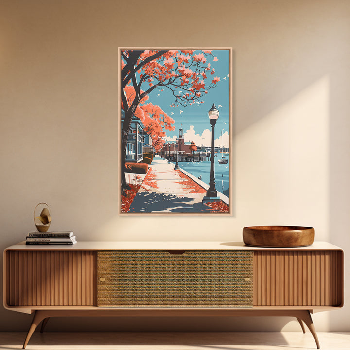 Wilmington Travel Poster, Framed Canvas Print, Retro Travel Poster, City Wall Art, Travel Posters, City Illustration, Fine Art Print
