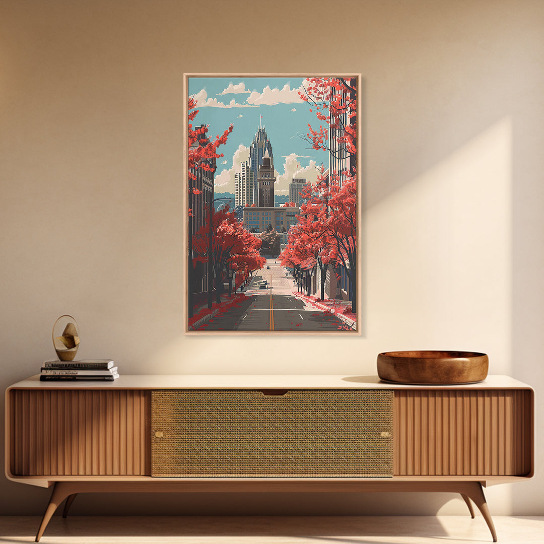 Winston-Salem Travel Poster, Framed Canvas Print, Retro Travel Poster, City Wall Art, Art Print, Travel Prints, Vintage Travel Print