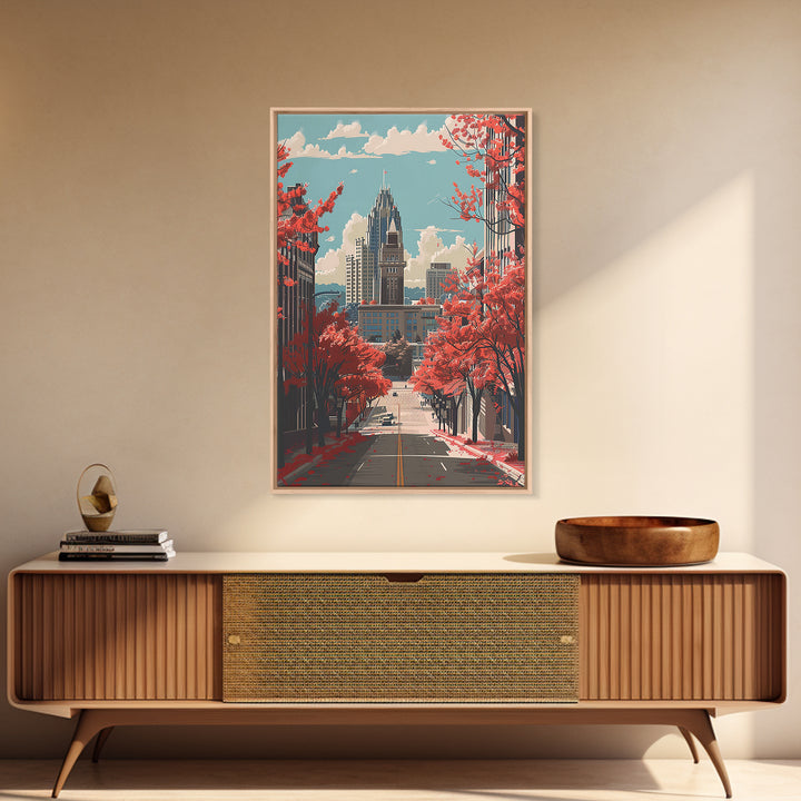 Winston-Salem Travel Poster, Framed Canvas Print, Retro Travel Poster, City Wall Art, Art Print, Travel Prints, Vintage Travel Print
