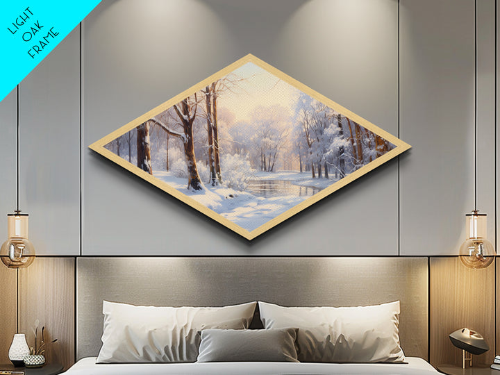 Winter in The Woods, Framed Canvas Print Wall Art, Winter Centerpiece, Snowy Landscape Painting Home Decor, Above Sofa Art