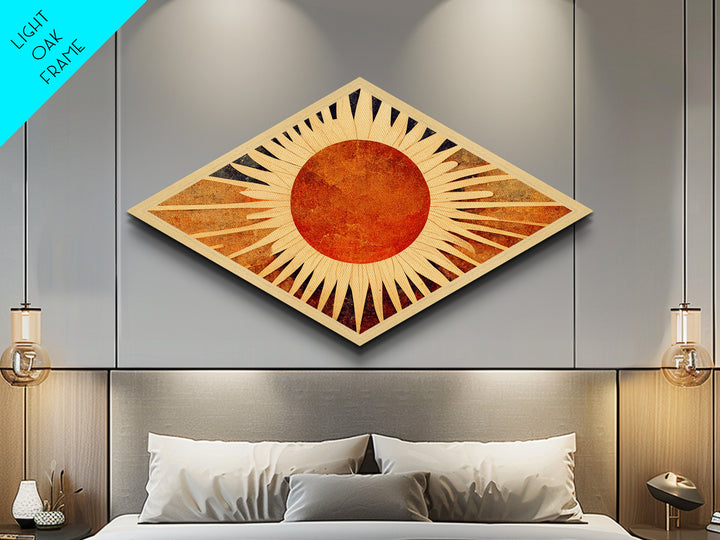 Art Deco Starburst - Framed Canvas Art Print - Funk Retro Mid-Century Modern Wall Art, Sun Burst, Sunset Painting, MCM Decor