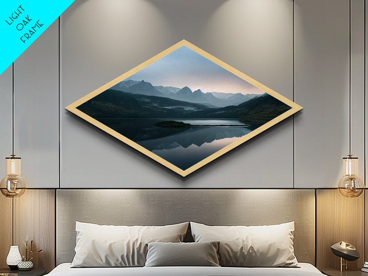 Landscape Painting Print - Diamond Shaped Wall Art - Embossed Canvas Texture Art Print - Moody Wall Art - Modern Home Decor