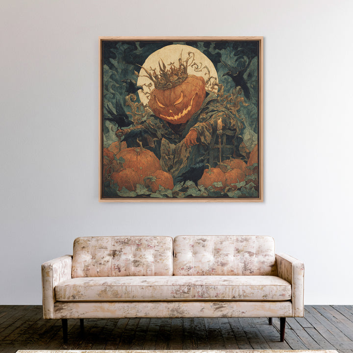 The Jack-O'-Lantern King, Dark Symbolist Art, Square Wall Art, Dark Fantasy Wall Art, Framed Canvas Print, Halloween Wall Art