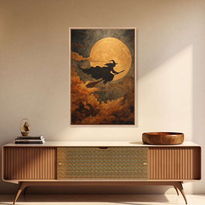 The Moonlit Witch, Visionary Gothic Art, Vertical Wall Art, Dark Fantasy Wall Art, Canvas Print, Halloween Wall Art, Macabre Wall Art