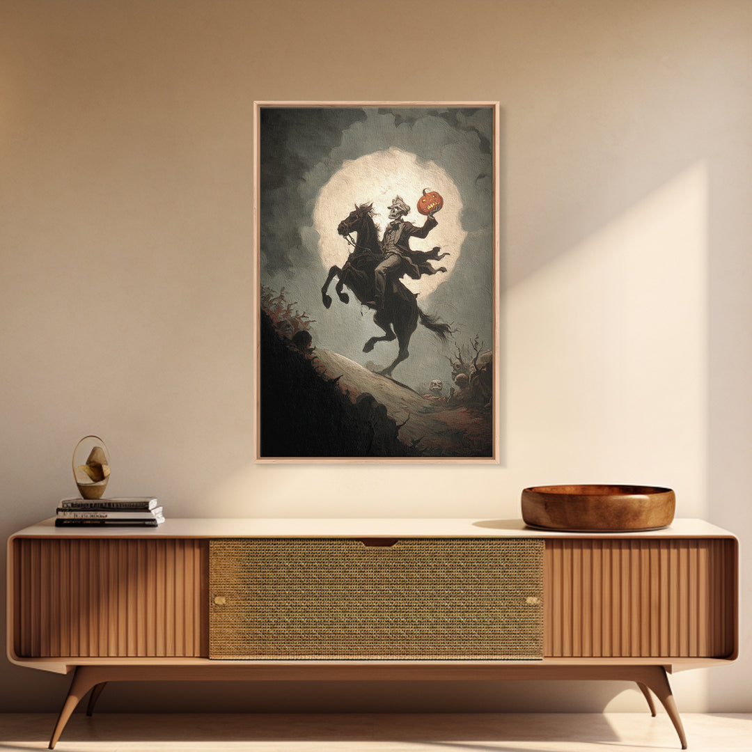 The Headless Horseman, Gothic Nightmare Art, Vertical Wall Art, Dark Halloween Decor, Canvas Print, Halloween Wall Art