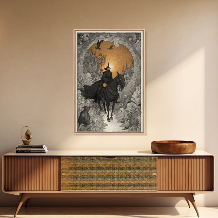 The Headless Horseman, Victorian Macabre Art, Vertical Wall Art, Dark Halloween Decor, Canvas Print, Halloween Wall Art