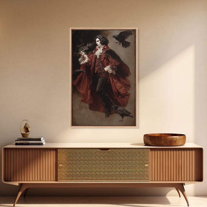 The Crimson Vampire, Danse Macabre Art, Vertical Wall Art, Gothic Horror Wall Art, Framed Canvas Print