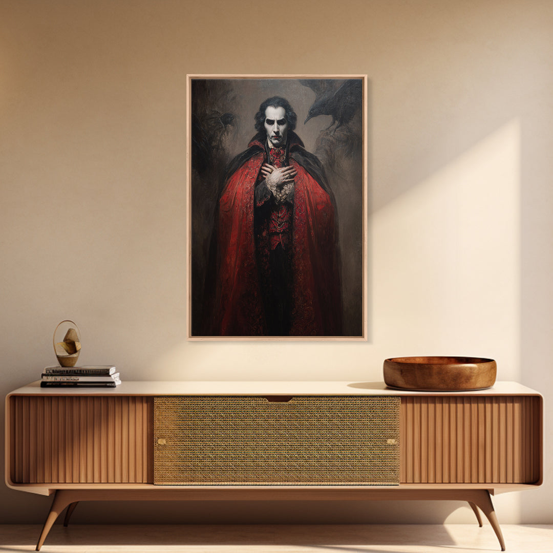 The Crimson Vampire, Dark Romantic Horror Art, Vertical Wall Art, Gothic Horror Wall Art, Canvas Print, Halloween Wall Art