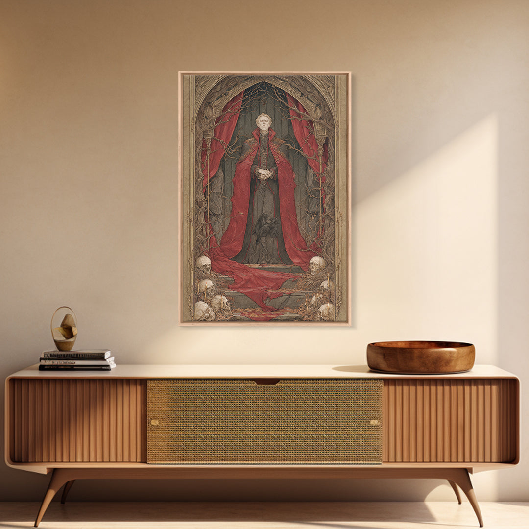 The Crimson Vampire, Decadent Gothic Art, Vertical Wall Art, Dark Fantasy Wall Art, Canvas Print, Halloween Wall Art, Halloween Decor