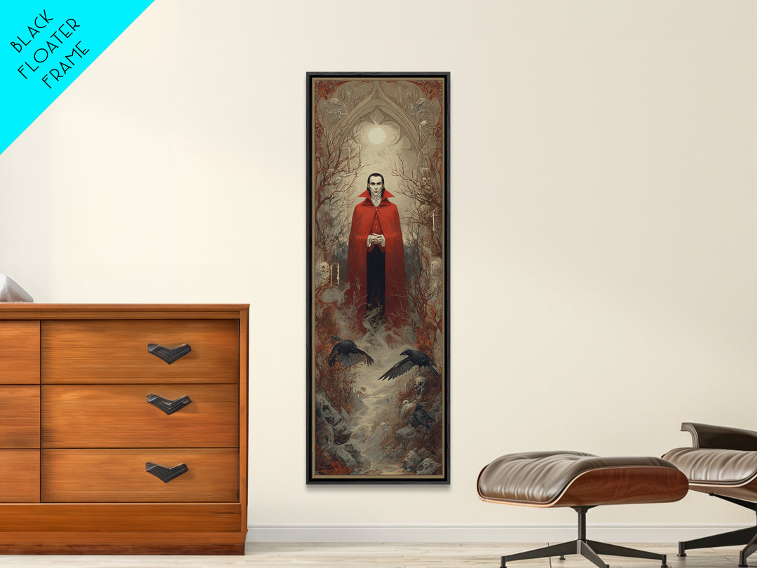 The Crimson Vampire, Surreal Apocalyptic Art, Tall Narrow Wall Art, Dark Halloween Decor, Canvas Print, Halloween Wall Art