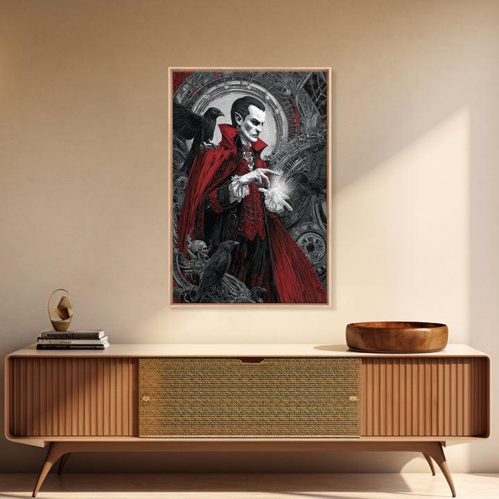 The Crimson Vampire, Biomechanical Horror Art, Vertical Wall Art, Dark Fantasy Wall Art, Canvas Print, Halloween Wall Art, Gothic Home Decor