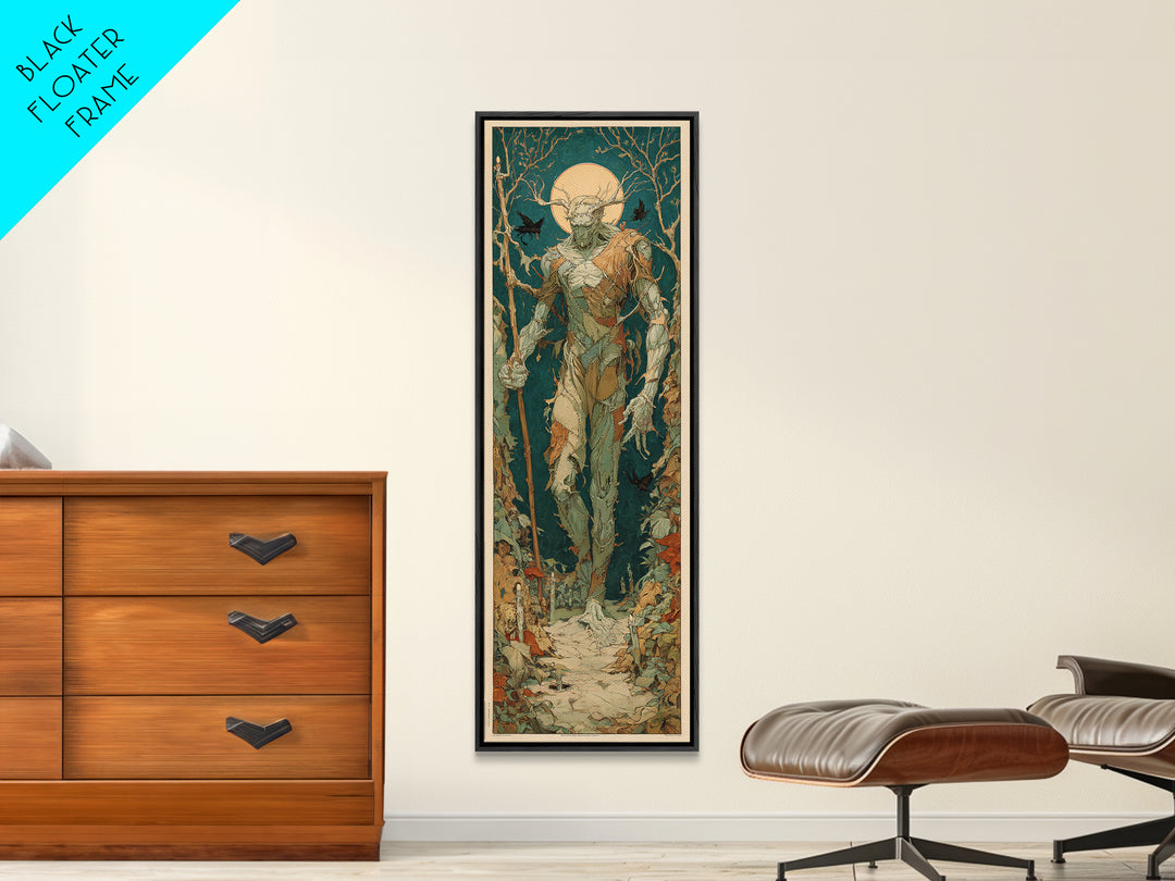 The Stitched Giant, Dark Renaissance Art, Tall Narrow Wall Art, Gothic Horror Wall Art, Framed Canvas Print, Halloween Wall Art