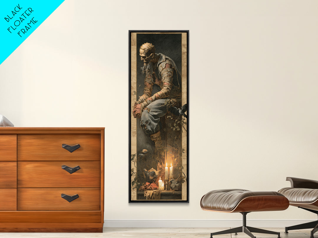 The Stitched Giant, Gothic Nightmare Art, Tall Narrow Wall Art, Gothic Horror Wall Art, Canvas Print, Halloween Wall Art
