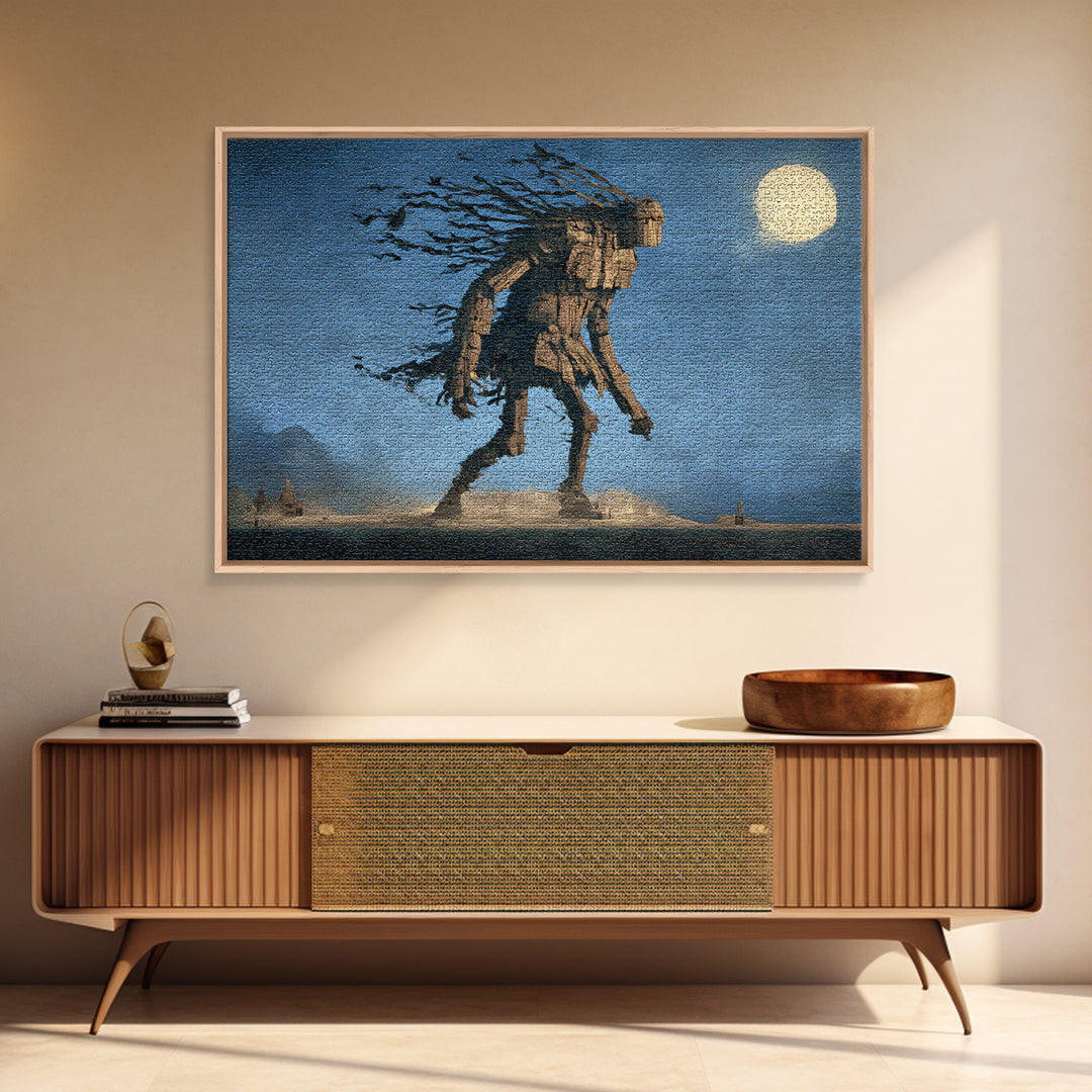 The Stitched Giant, Romantic Gothic Landscape, Landscape Wall Art, Dark Halloween Decor, Canvas Print, Halloween Wall Art