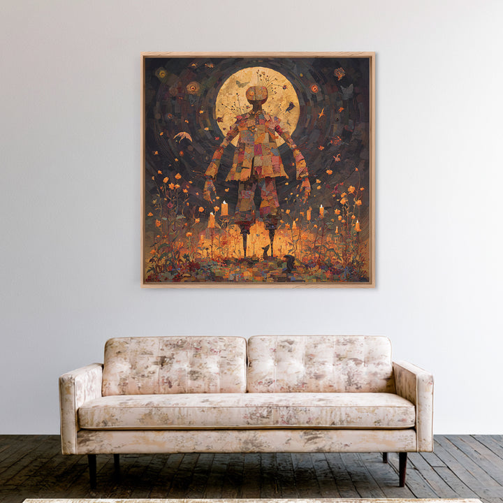 The Stitched Giant, Symbolist Dream Art, Square Wall Art, Gothic Horror Wall Art, Canvas Print, Halloween Wall Art, Macabre Wall Art