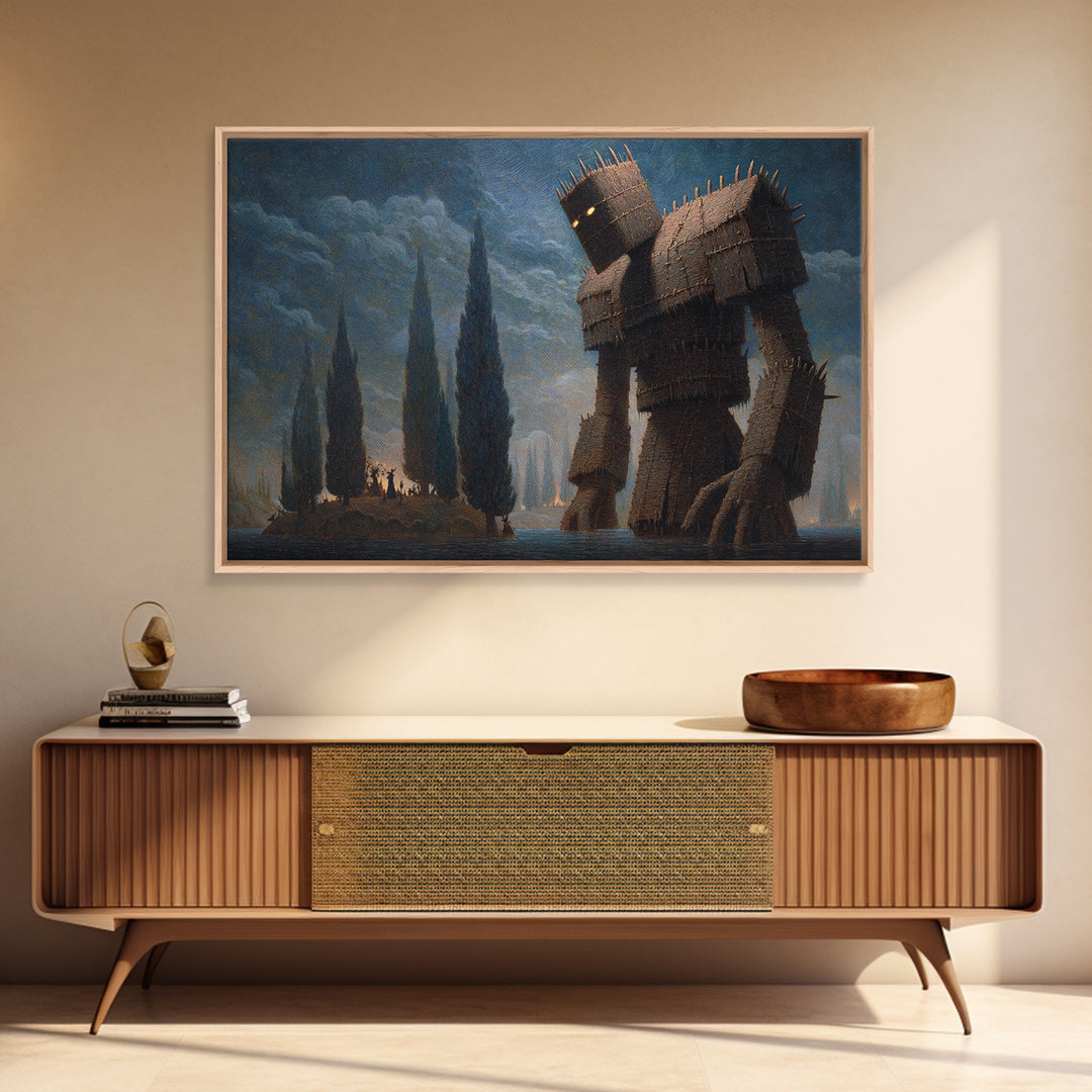 The Stitched Giant, Symbolist Gothic Landscape, Landscape Wall Art, Gothic Horror Wall Art, Canvas Print, Halloween Wall Art