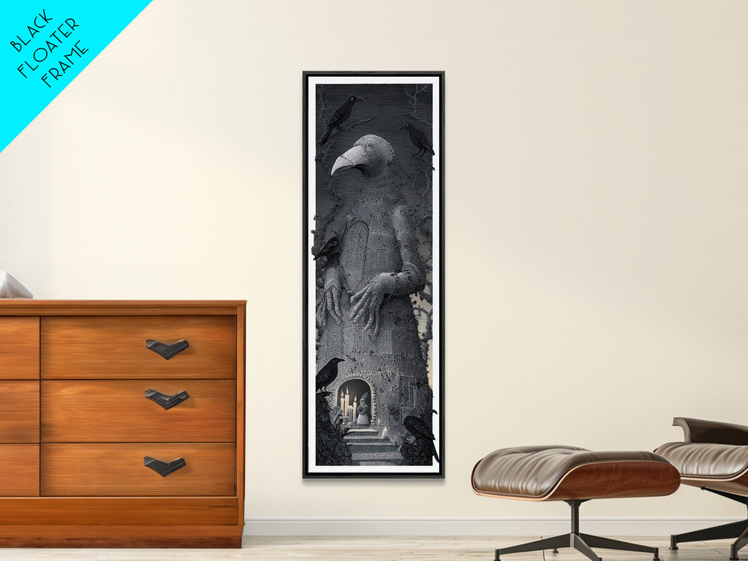 The Stitched Giant, Victorian Macabre Art, Tall Narrow Wall Art, Macabre Wall Art, Canvas Print, Halloween Wall Art, Seasonal Home Decor