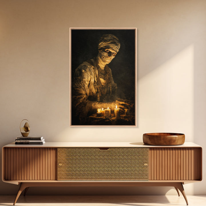 The Mummy Pharaoh, Dark Romantic Horror Art, Vertical Wall Art, Dark Fantasy Wall Art, Canvas Print, Halloween Wall Art, Horror Wall Art
