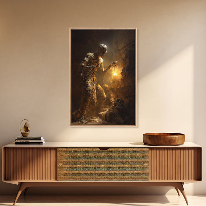 The Mummy Pharaoh, Visionary Gothic Art, Vertical Wall Art, Dark Fantasy Wall Art, Canvas Print, Halloween Wall Art