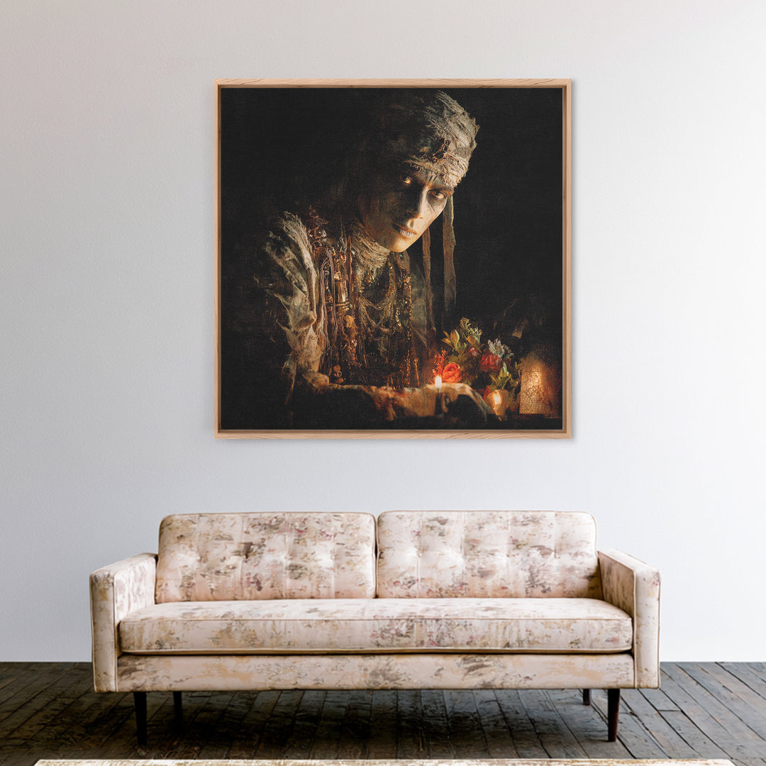 The Mummy Pharaoh, Symbolist Dream Art, Square Wall Art, Dark Fantasy Wall Art, Canvas Print, Halloween Wall Art, Dark Fantasy Art