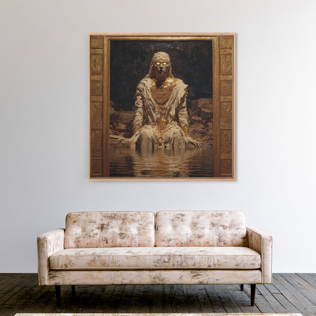 The Mummy Pharaoh, Symbolist Gothic Landscape, Square Wall Art, Macabre Wall Art, Canvas Print, Halloween Wall Art, Gothic Home Decor