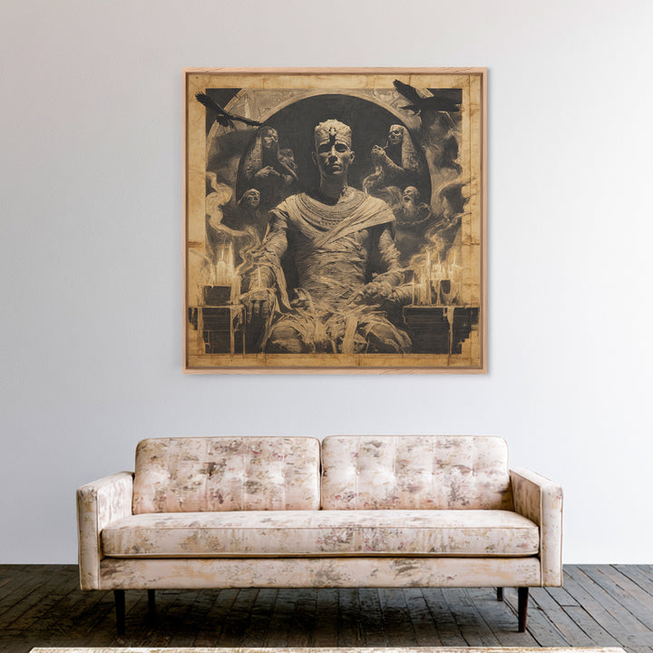 The Mummy Pharaoh, Dark Symbolist Art, Square Wall Art, Macabre Wall Art, Canvas Print, Halloween Wall Art, Halloween Decor