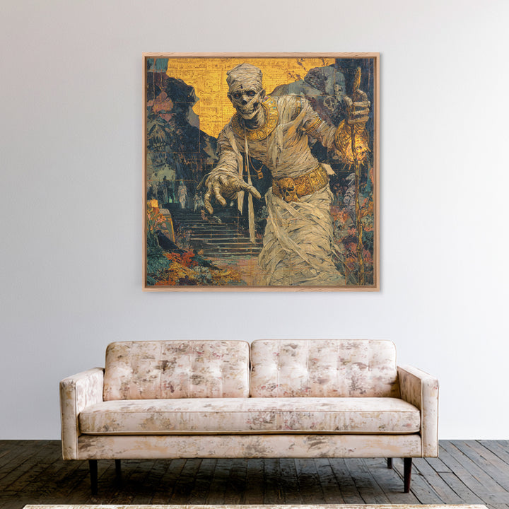 The Mummy Pharaoh, Grotesque Carnival Art, Square Wall Art, Dark Fantasy Wall Art, Canvas Print, Halloween Wall Art, Seasonal Home Decor