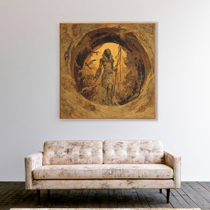 The Mummy Pharaoh, Gothic Storybook Art, Square Wall Art, Macabre Wall Art, Framed Canvas Print, Halloween Wall Art, Halloween Decor