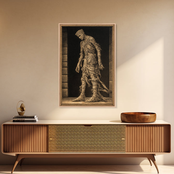 The Mummy Pharaoh, Victorian Macabre Art, Vertical Wall Art, Dark Halloween Decor, Framed Canvas Print, Halloween Wall Art